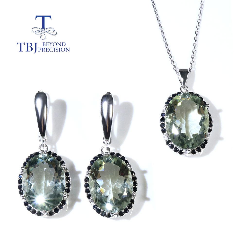 Новый!Серьги-подвески с натуральным бразильским зеленым аметистом BL, настоящие драгоценные камни, овальные 12*16 мм, комплект ювелирных изделий из стерлингового серебра 925 пробы, изысканные ювелирные изделия