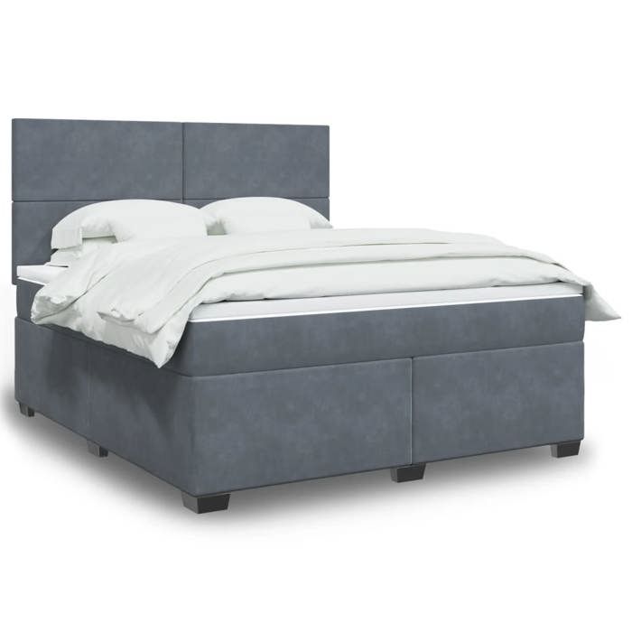 Maison Exclusive - Sommier à lattes de lit et matelas Gris foncé 180x200cm Velours