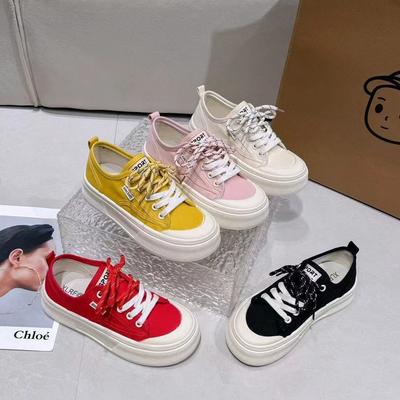 Дофаминовая платформа парусиновые туфли женские 2025 лето задник легкий сила дышащие универсальные повседневные увеличение роста маленькие белые туфли-печенье