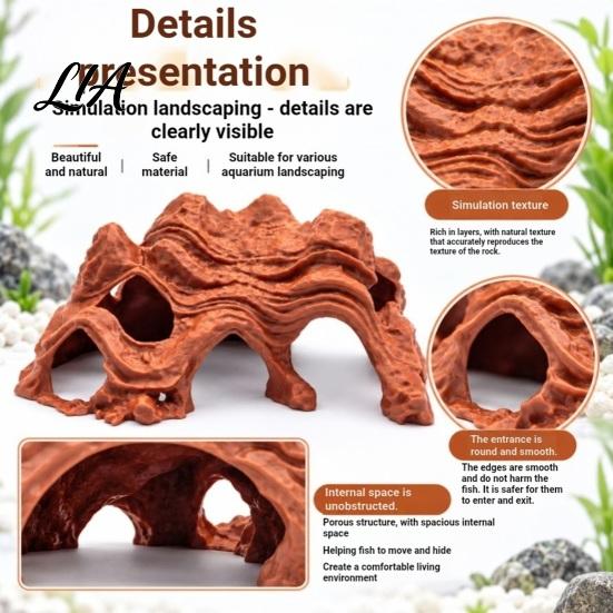 Hollow Rock Shelter Aquarium Mountain Cave Hideout, Look Tunnel Fish Hide, Shrimp Underwater Landscaping for Pleco Betta Tanks Decoration Eco Friendly