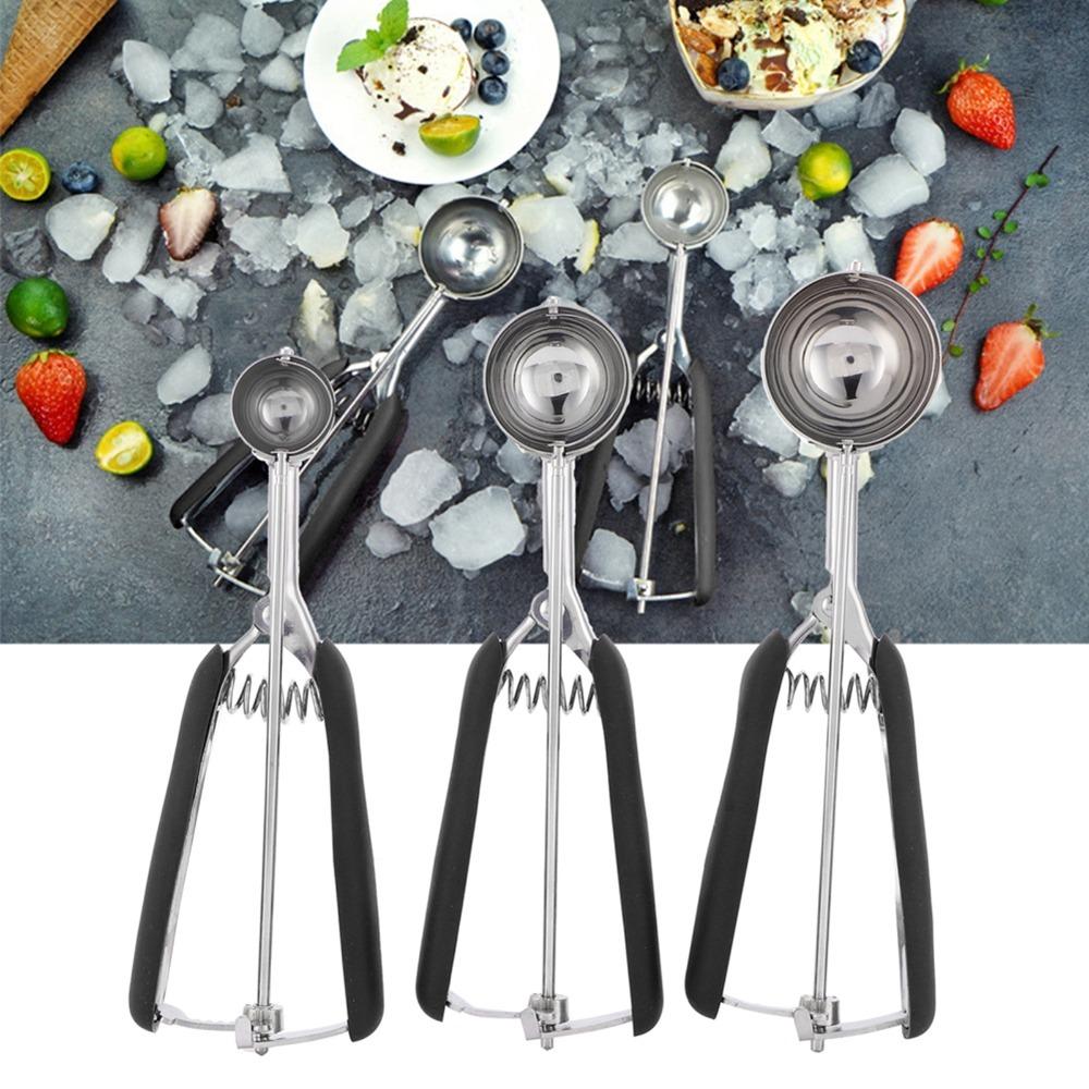 3pcs set Stainless Steel Ice Cream Scoop Set Trigger Release Stainless Steel Scoop  Baking