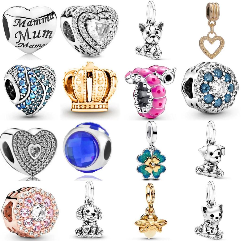 Pandora 2025 Браслет из сплава с бусинами в виде Четырехлистного клевера, Сердца, Короны, DIY Украшение
