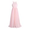 Girls Lace Chiffon Sleeveless Halter Flower Girl Dress Princess Pageant Wedding Bridesmaid Birthday Party Dress