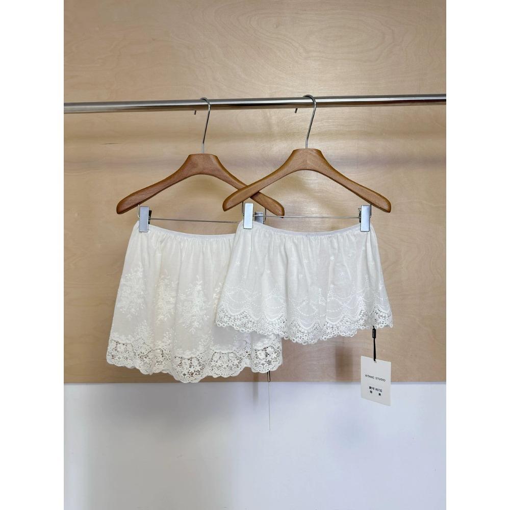 «Сложенная занавеска для пукания», нескользящая юбка средней длины с низом, женская весенняя новинка из кружева, маленькая занавеска для пукания с эластичной талией