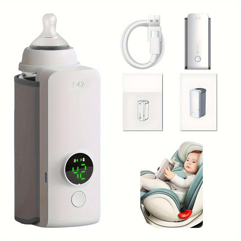 1Pc Wireless Rechargeable Milk Heater, Portable Bottle Heater, with LCD Display, USB Charging, 6000mAh Lithium Battery, Constant Temperature Control