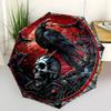 Автоматический складной зонт "Ворон на черепе" - Компактная конструкция с 8 спицами Для улицы Ежедневный компактный зонт Идеальный подарок для друзей и семьи
