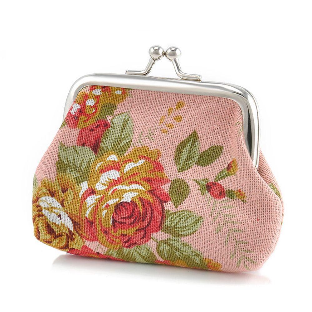 Floral Lady Vintage Flower Hasp Retro Credit Card Holder Coin Purse Clutch Bag Small Wallet
