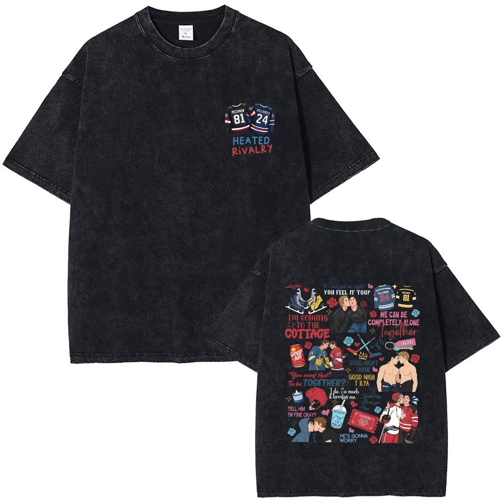 Heated Rivalry Heated All The Time Vintage Washed Tshirt Men Women Fashion Oversized Short Sleeve Tees Male Cotton T Shirt