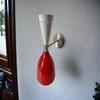Бра настенные, красно-белые, латунные, двухконусные, настенные, бра Mid Century