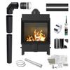 KRATKI LUCY 15kW Ø200 Black Fireplace Insert TERMOTEC with Built In Set