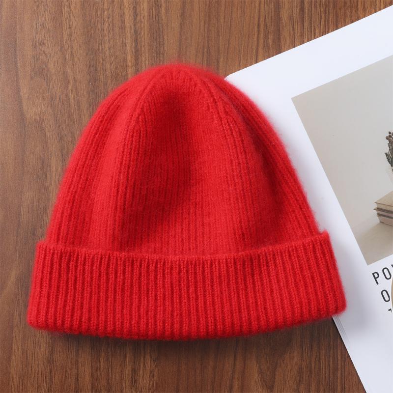 100% мериносовая шерсть шапки для женщин и мужчин зимние теплые мягкие однотонные вязаные толстые шапки-чепчики перевернутая кепка-пуловер лыжный чепчик
