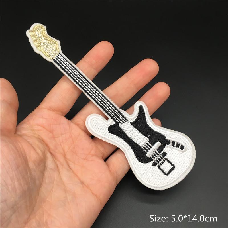 Нашивки с вышивкой 'Flame Guitar Rock' на одежду, Музыка, Диско, Наушники, Диджей, Панк, Полосы, Термонаклейки для одежды, Аппликации для DIY