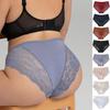 Plus Size Lace Panties For Women Mid Waist Sexy Lace Ultra Thin Seamless Underwear Briefs Female Large Size 4XL Women Lingerie