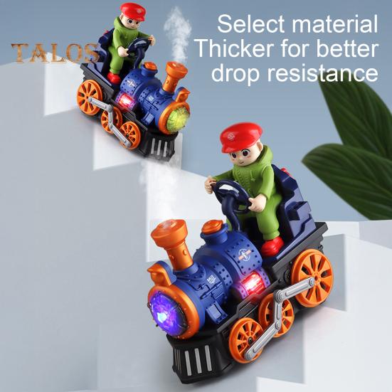 Детский игрушечный паровозик с электрической подсветкой и музыкальным спреем, классический игрушечный поезд, работающий от батареек, игрушечный локомотив для малышей, мальчиков и девочек, подарок