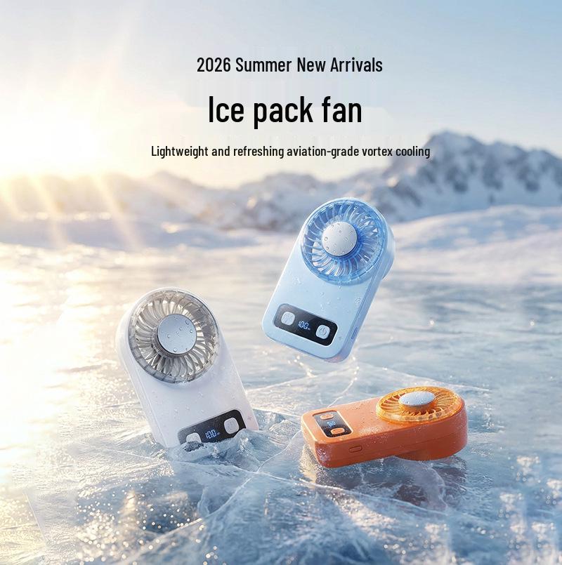 Ice Pack Portable USB Handheld Fan - Strong Wind Cooling for Outdoors