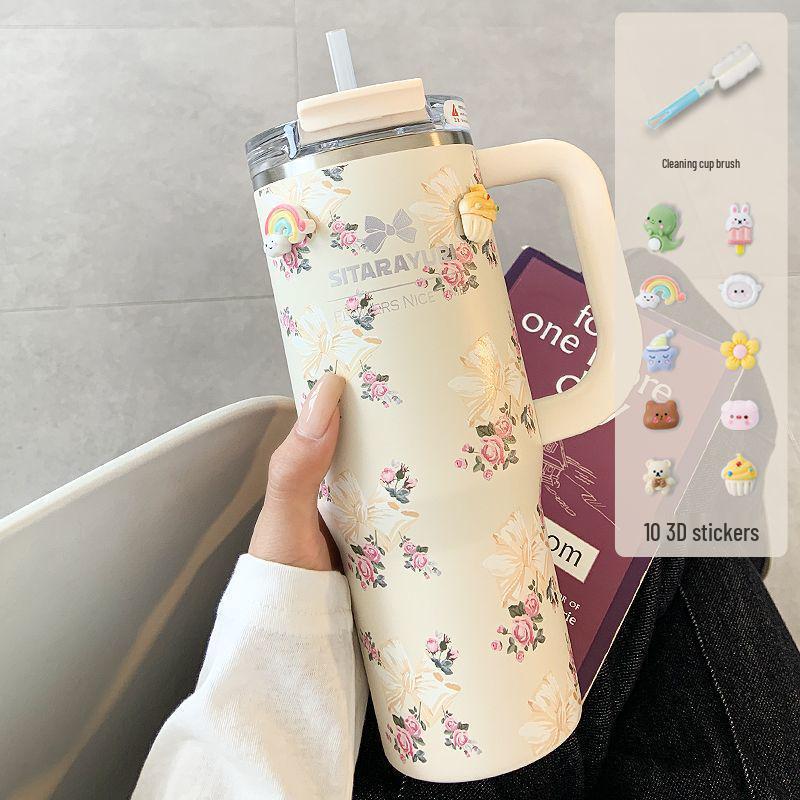 High-Capacity 316 Stainless Steel Insulated Straw Cup with Handle - Stylish New 2026 Design for Women