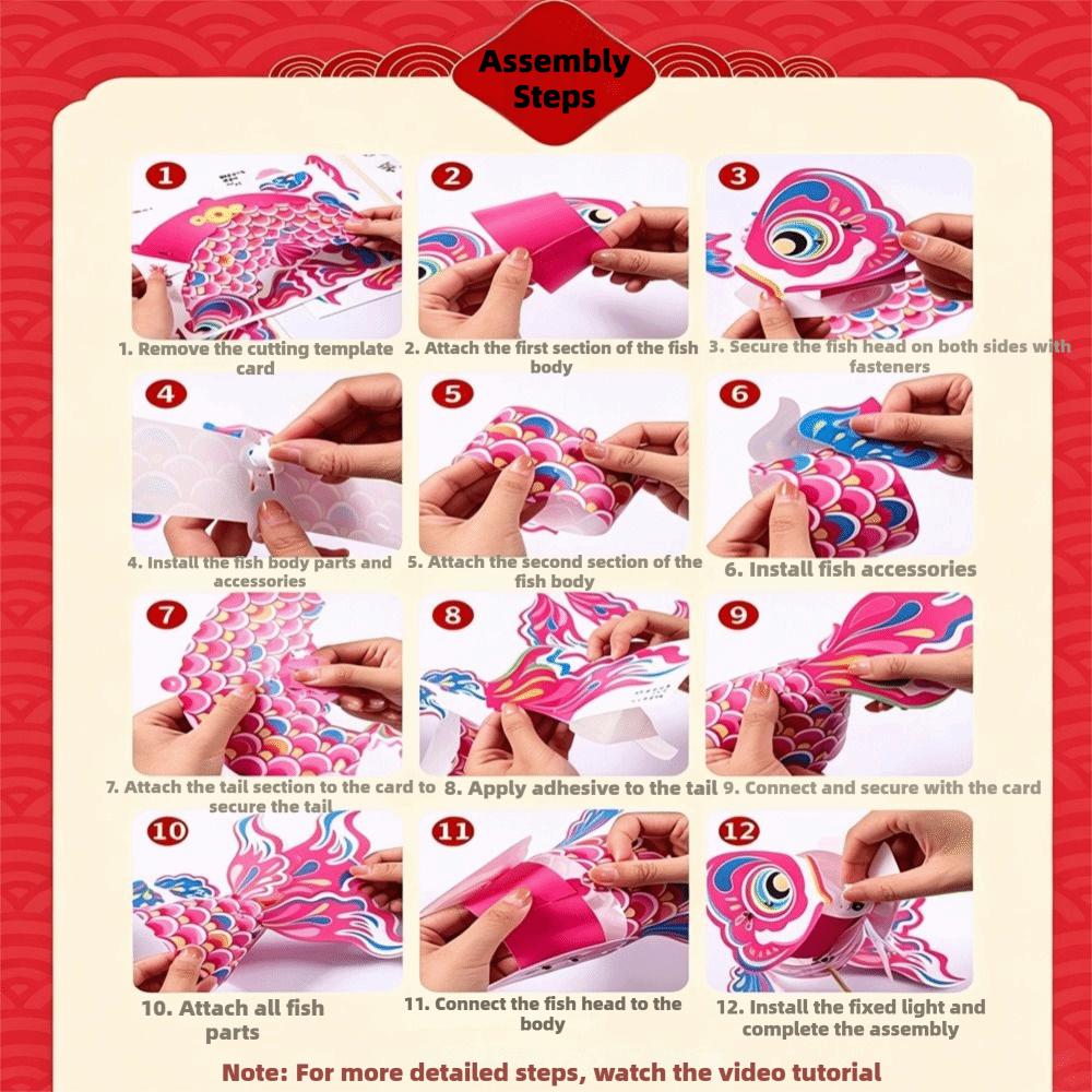 Waterproof New Year Koi Fish Lantern Handmade Decorative Lantern  Children Craft