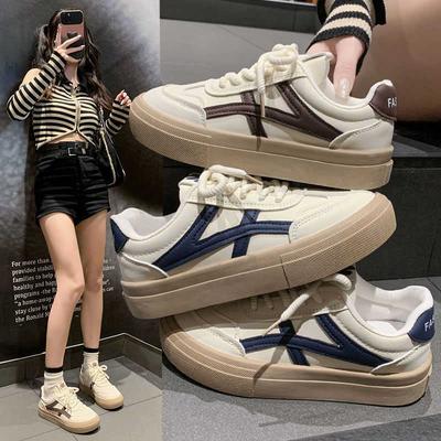 Маленькие белые туфли женские на платформе немецкие кроссовки весна и осень 2025 новые универсальные спортивные туфли на шнуровке туфли-маффины повседневные кроссовки