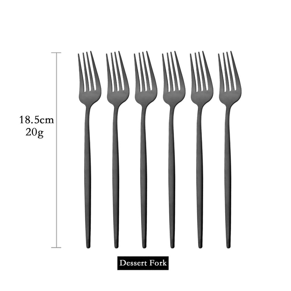 Набор из 6 десертных вилок из зеркальной нержавеющей стали, столовые приборы, черное столовое серебро, кухонные столовые приборы в западном стиле, столовые приборы для ресторана, вилки