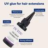UV Hair Extension Kit: 30g Fast-Curing Waterproof Glue + 30ml Remover, UV Lamp & Eye Shields, Heat-Resistant for Salon & Home Use