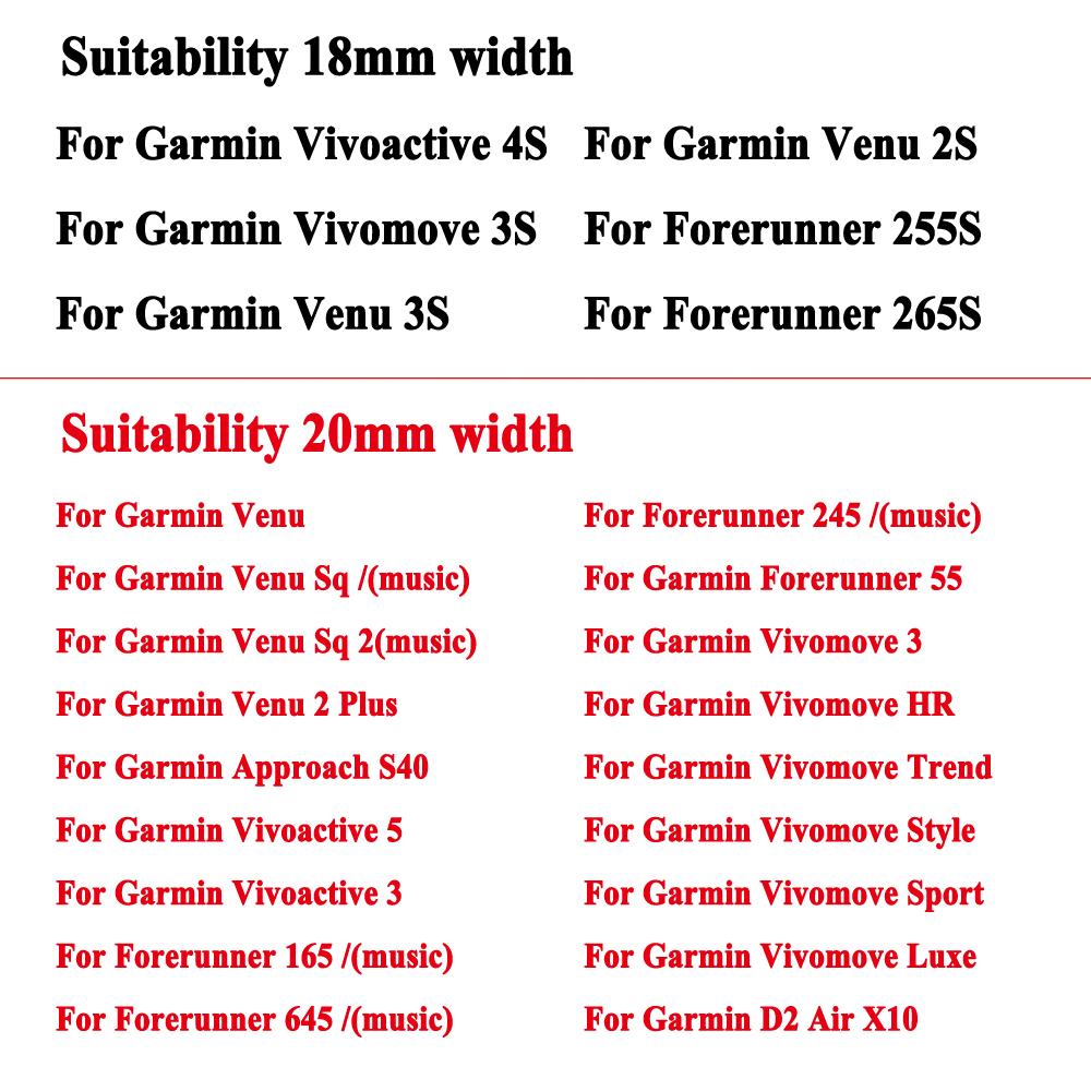 18 мм 20 мм силиконовый ремешок для часов для Garmin Vivoactive 5 3 4S Forerunner 165 645 245 55 Браслет для Venu 3S 2S Sq 2Plus Браслет