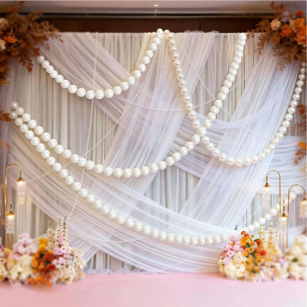 Handmade Imitation Pearls Chain Craft Ivory Faux Pearl Beads 5.5/8mm Fishing Line Garland Decor for Jewelry Accessories