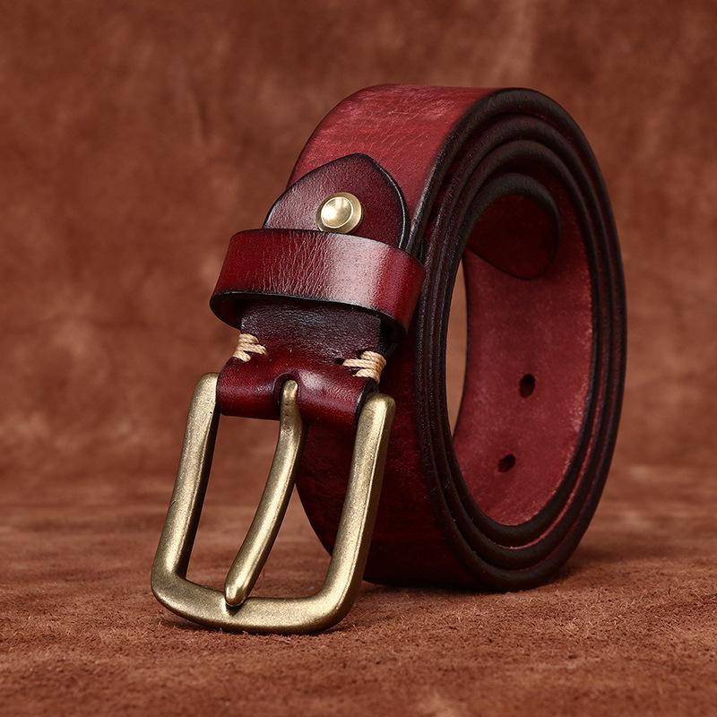 Ремень мужской винтажный матовый вымытый старый утолщенный первый слой коровьей кожи с латунной пряжкой повседневный джинсовый ремень мужской