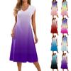 Women's Cap Sleeve Print V-Neck Sleeveless Patchwork Pleated Slim Fit Dress