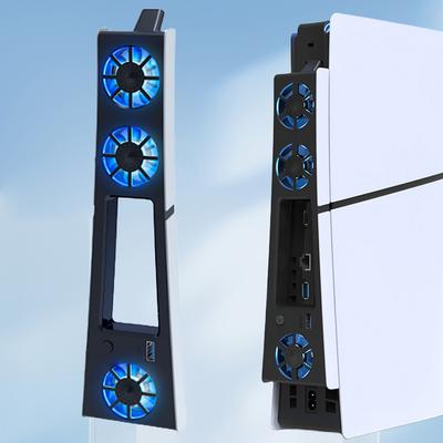 Охлаждающий вентилятор для PS5 Slim для Playstation 5 Slim Edition с дисководом/Цифровой версии Снижение шума с портом USB 3.0 со светодиодной подсветкой