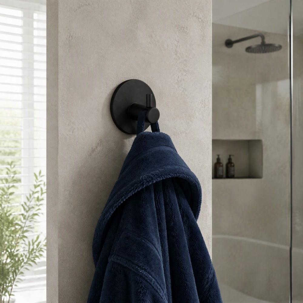 4 PCS Stainless Steel Wall Hook Black Silver Towel Hook Durable Adhesive Hook Home Bathroom Kitchen
