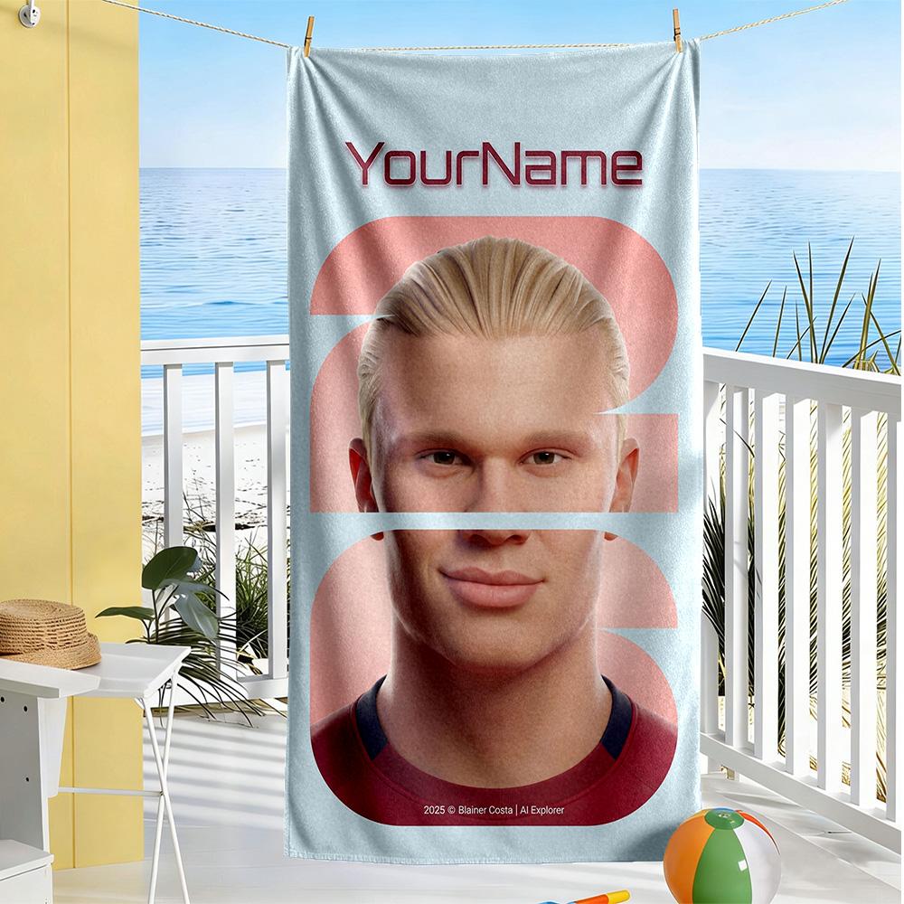 Haaland Customizable Name Beach Towel Soft Durable Quick-Dry Portable for SwimmingBeachCamping Travel Beach AccessoriesGym
