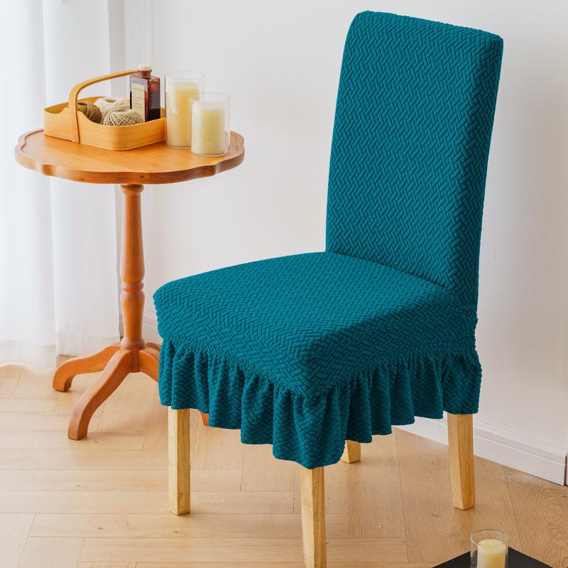 Жаккардовый стрейч чехол-юбка для обеденного стула на все сезоны