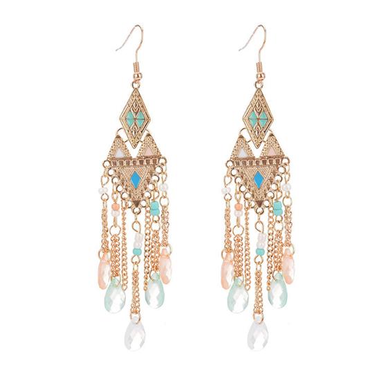 1 пара женских серег с кисточками и блестящими серьгами-каплями из искусственного кристалла для