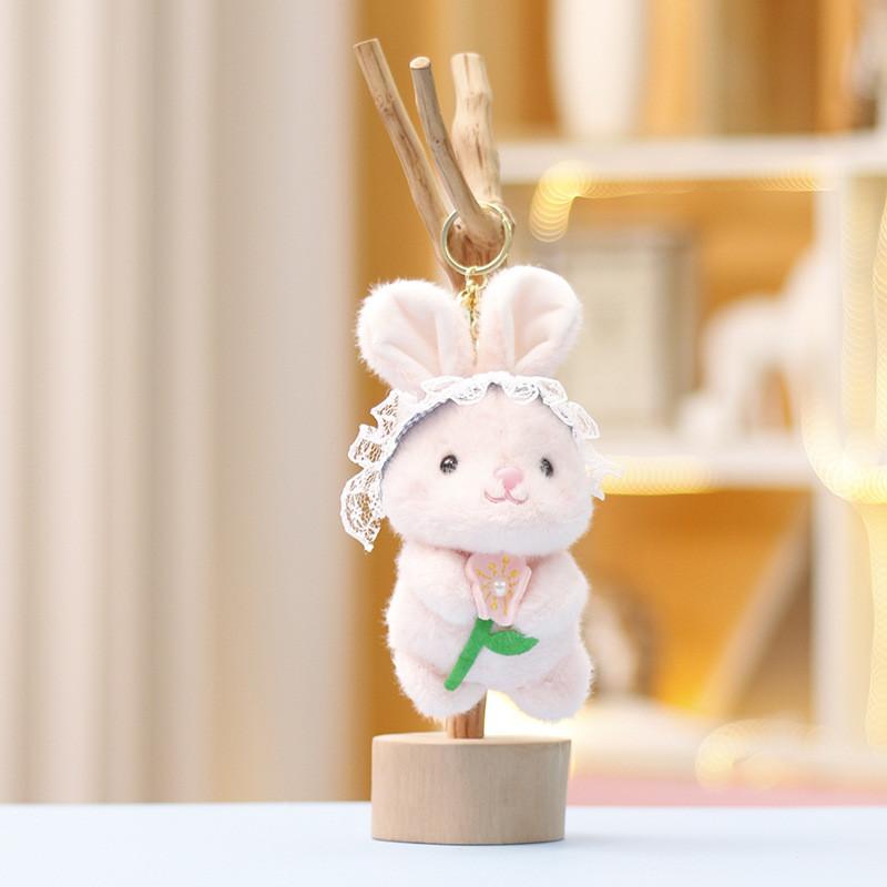 Cute Rabbit Hanging Decoration Soft Plush Bunny Toy With Colorful Floral Design