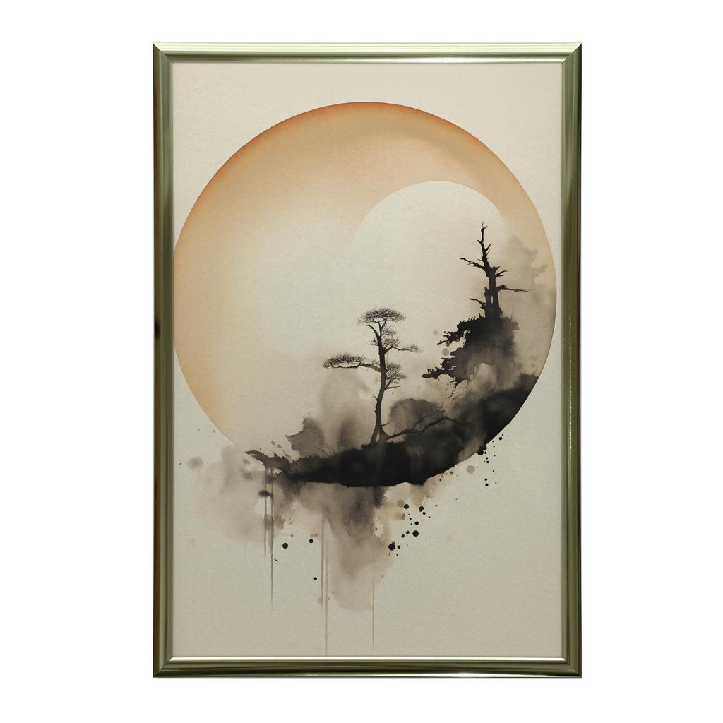 Zen Circle Zen Circle, 50X70 Cm, Gold Aluminum Frame, 230 Gsm Matte Paper