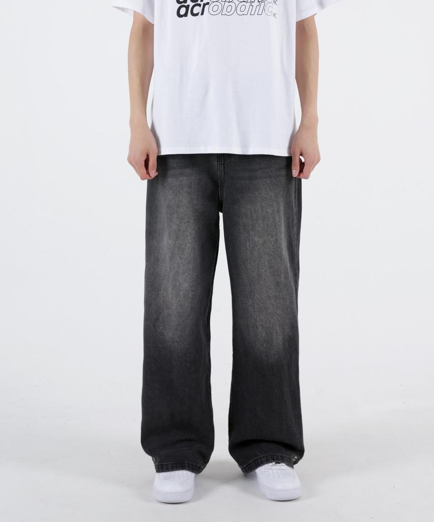 UMM Men'S Wide Denim Pants With Adjustable Hem Buttons 2 Colors