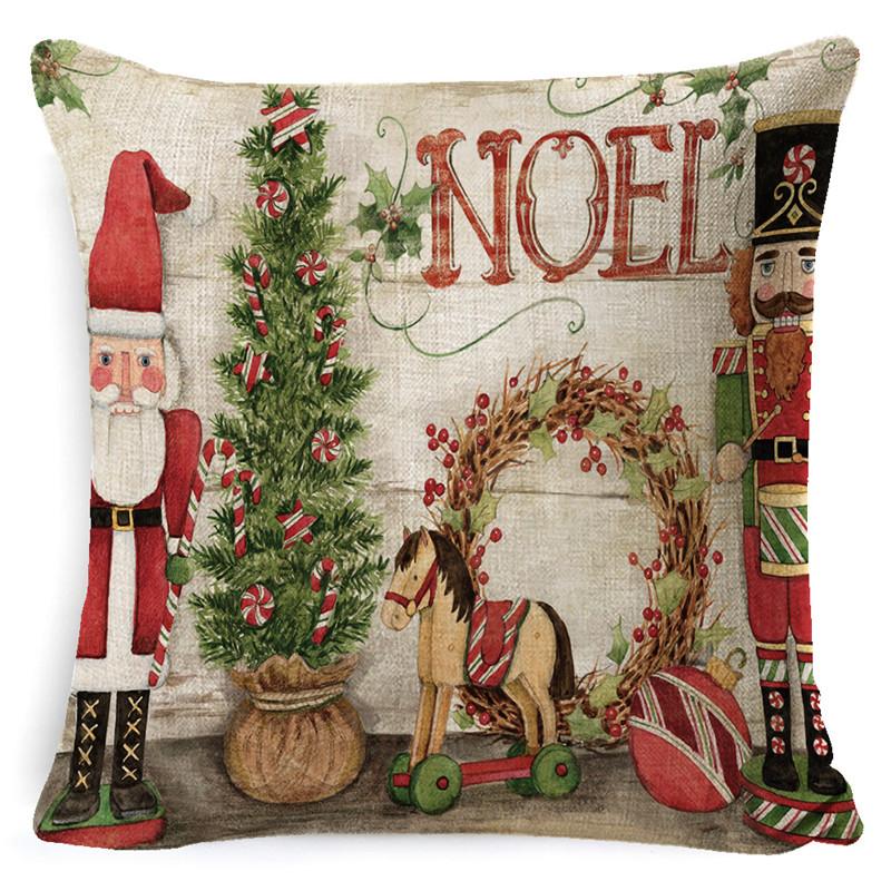 Christmas Snowman Pillowcase Living Room Decoration Linen Pillowcase New Year Santa Claus Christmas Sofa Cushion Cover