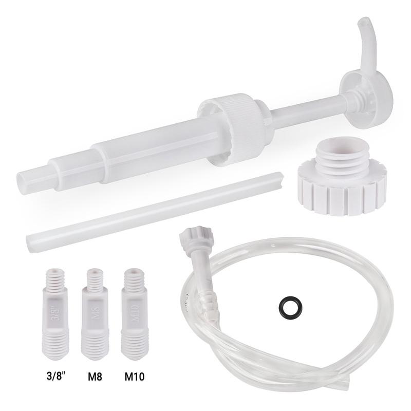 White Gear Oil Pump with 28mm Quart 38mm Gallon Bottle Cap and 3 Engine Adapters 8mm 10mm 3/8" For Outboard Sterndrive Motors