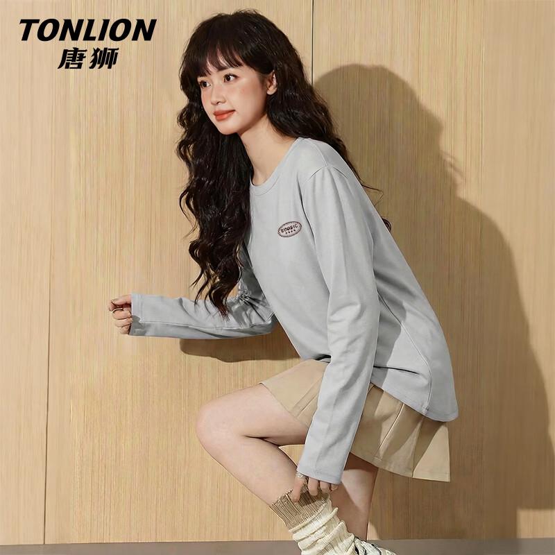 Женская свободная хлопковая футболка с длинным рукавом TonLion