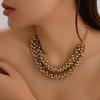 European & American Multi-Layer CCB Round Bead Necklace: Chic Metal Style