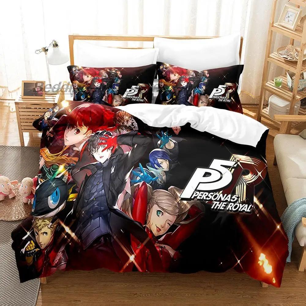 Комплект постельного белья Persona 5 Односпальный Полуторный Двуспальный Кинг-сайз Комплект для кровати Взрослый Детский Спальня Комплекты пододеяльников 3D-принт Аниме комплект простыней