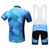 Quick Dry Short Sleeve Cycling Jersey White Bib Pants Bicycle Clothing Set Sport Jerseys Blue Camouflage Men Cycling Clothes Suits