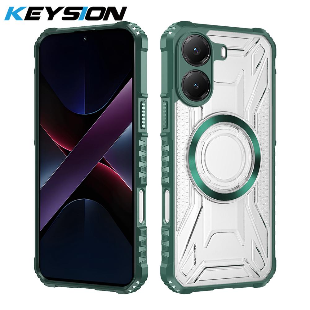 KEYSION Прозрачный магнитный чехол для Xiaomi POCO X7 Pro 5G Мягкий силикон+ПК Сверхпрочный противоударный чехол для телефона для Redmi Turbo 4