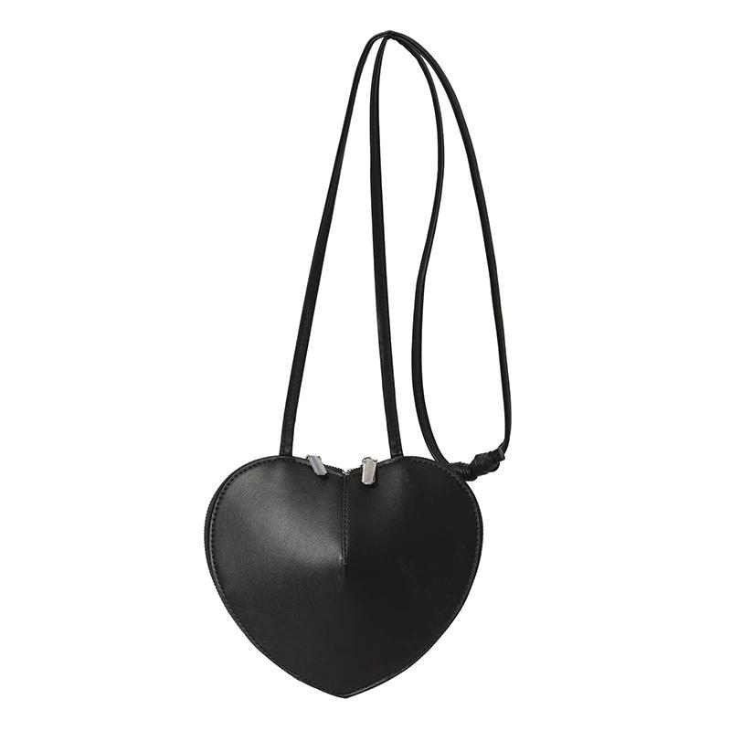 Мягкие сумки через плечо из искусственной кожи в форме сердца для женщин, новые модные однотонные маленькие сумки через плечо, дизайнерские роскошные сумки на молнии
