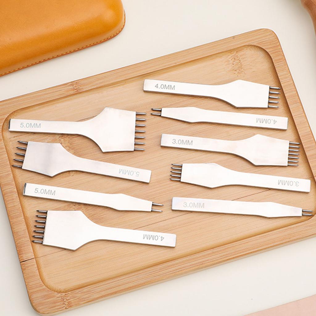 Инструмент для дырокола для кожевенного ремесла, набор зубцов для дырокола и шнуровки, инструмент для кожевенного ремесла, 2/5/7 зубцов, 3 мм, 4 мм, 5 мм