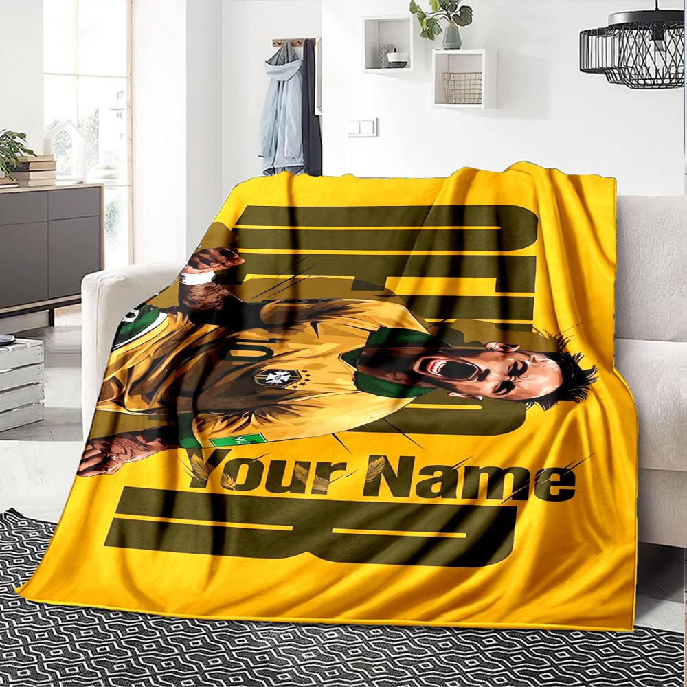 Neymar Energy Poster Customize Your Name Blanket Multi-purpose Customizable Blanket Soft & Cozy Versatile for Livingroom Home Decor Living Room Picnic