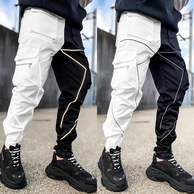 Spring Men's Casual Trousers Loose Large Size Work Trousers Men's Tide Card Drawstring Leg Opening Velcro Sports Trousers Man