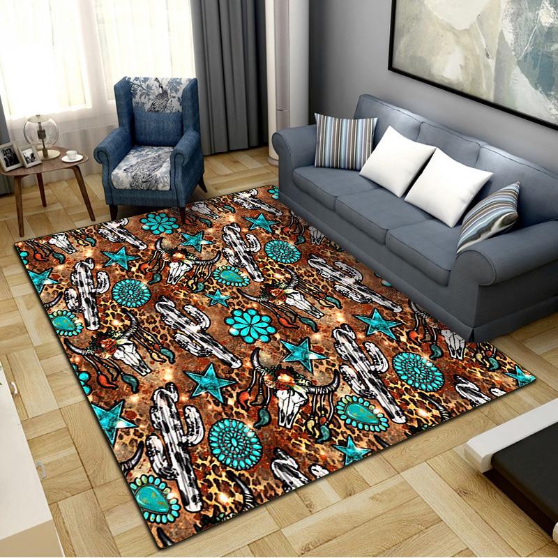 Western Carpet Rug for Living Room Bedroom Home Sofa Decoration,Kids play Non-slip Floor Mat