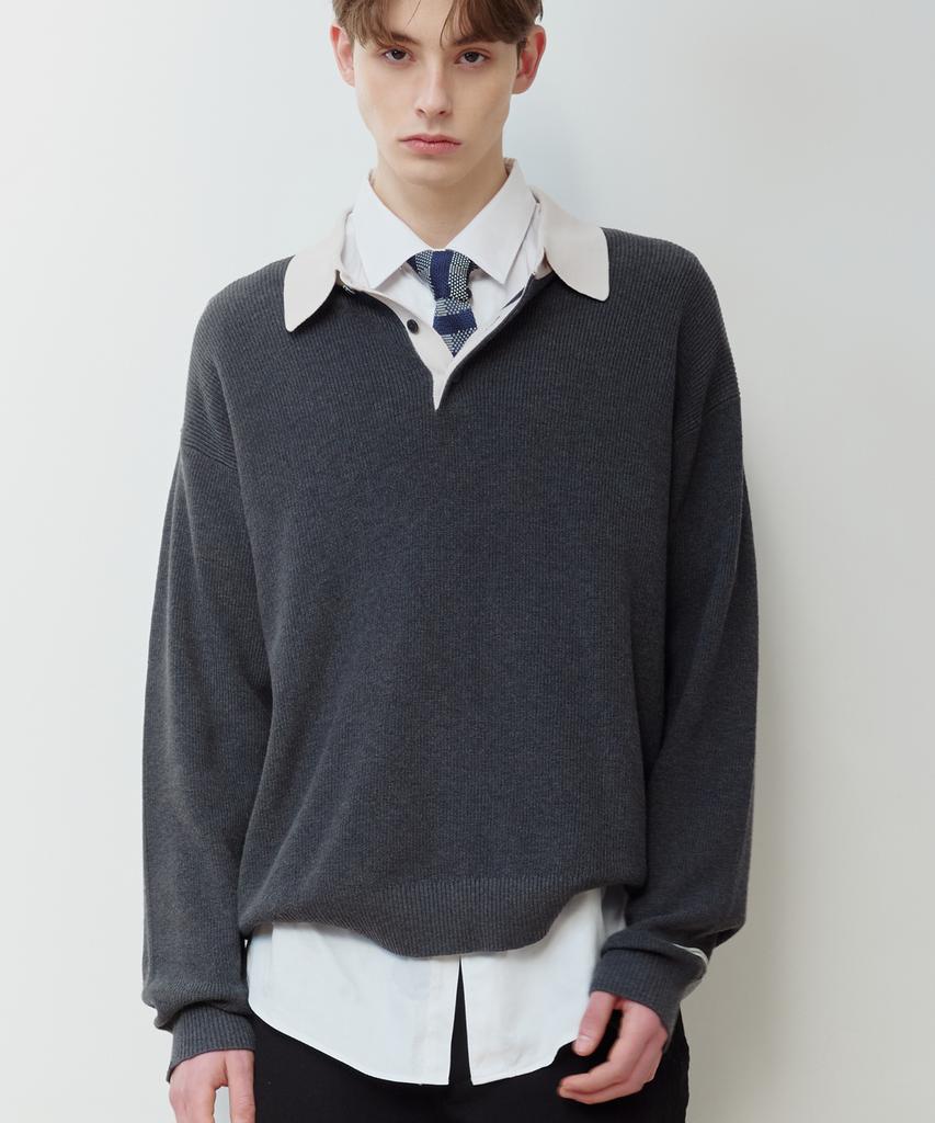 TMAKER Essential Collar Button Knit Ch