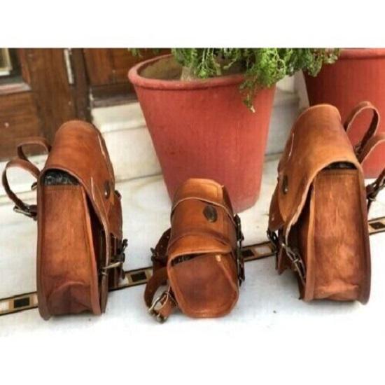 Комбинированное мотоциклетное седло из козьей кожи, 3 сумки, седельная сумка, 3 боковые сумки